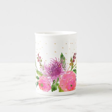 Pixdezines Floral/watercolor/ranunculus Bone China Mug