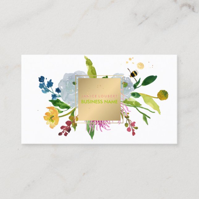 PixDezines floral watercolor/ranunculus Business Card (Front)
