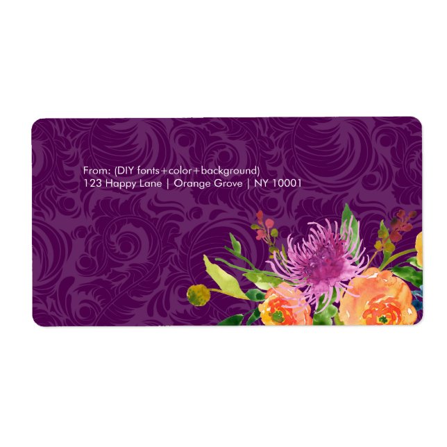 PixDezines floral watercolor/ranunculus/DIYcolor Label (Front)