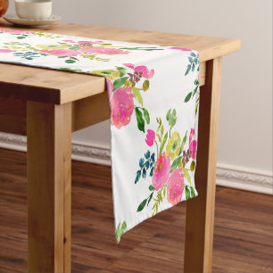PixDezines floral/watercolor/ranunculus Short Table Runner