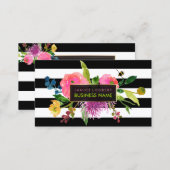 PixDezines floral watercolor/ranunculus/stripes Business Card (Front/Back)