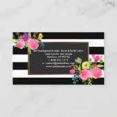 PixDezines floral watercolor/ranunculus/stripes Business Card (Back)