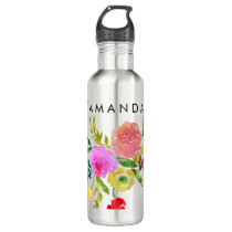 PixDezines Floral/Watercolor/Ranunculus Water Bottle PixDezines Floral/Watercolor/Ranunculus Water Bottle