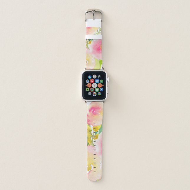 PixDezines Floral Watercolor/Spring Bouquet Apple Watch Band (Front)