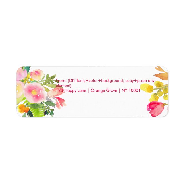 PixDezines Floral Watercolor/Spring Bouquet Label (Front)