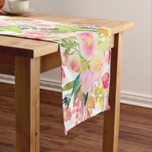 PixDezines Floral/Watercolor/Spring Bouquet Short Table Runner