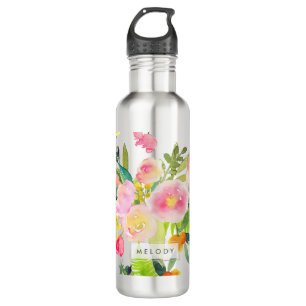 PixDezines Floral Watercolor/Spring Bouquet Stainless Steel Water Bottle