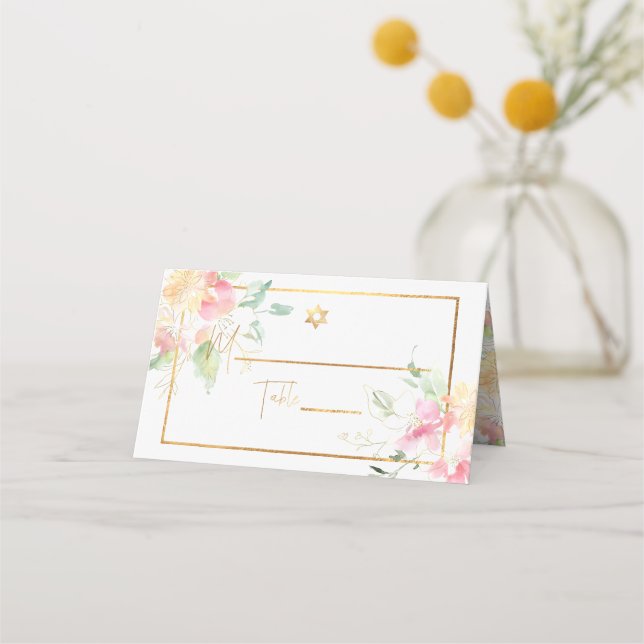 PixDezines Floral Watercolor Sweetpeas Place Card (Front)
