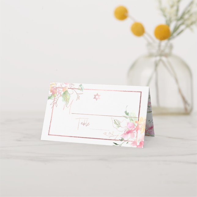 PixDezines Floral Watercolor Sweetpeas Place Card (Front)