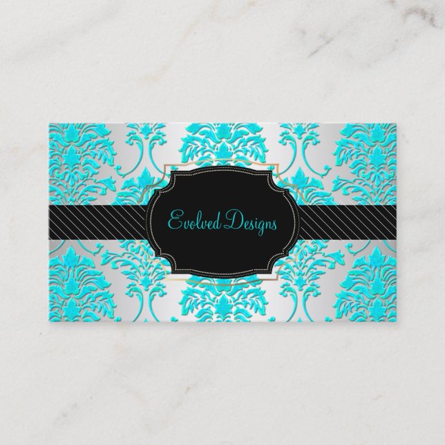 PixDezines florentius damask/aqua Business Card (Front)
