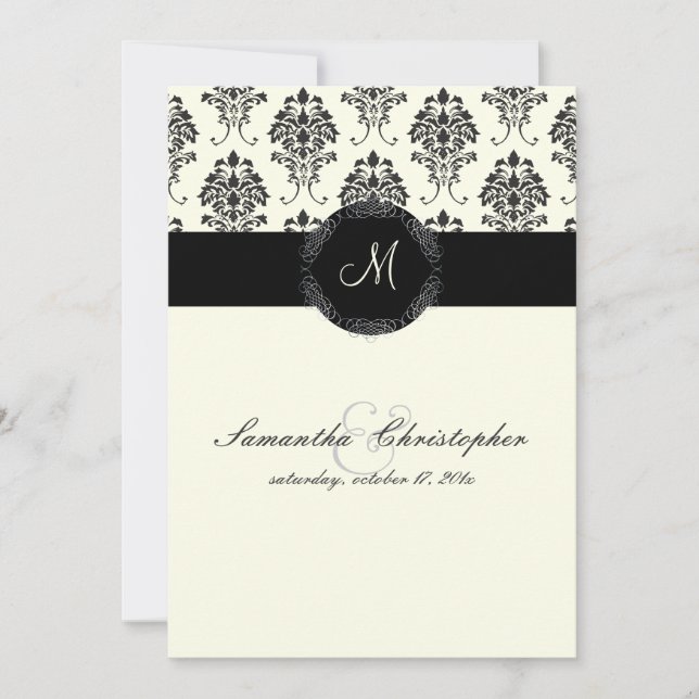 PixDezines Florentius Damask | DIY color, ivory Invitation (Front)