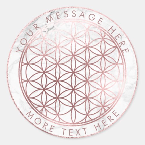 PixDezines FLOWER OF LIFE FAUX ROSE GOLDMARBLE Classic Round Sticker