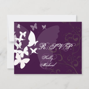 PixDezines Fluttering By RSVP, customizable color RSVP Card