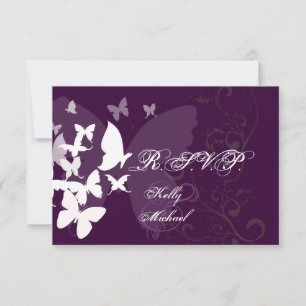 PixDezines Fluttering By RSVP, customizable color RSVP Card