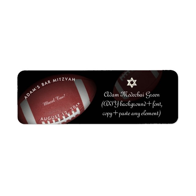 ✡ PixDezines  Football Bar Mitzvah Label (Front)