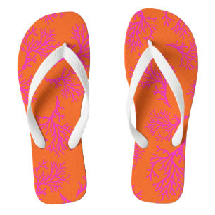 PixDezines fuschia corals/DIY colors Flip Flops