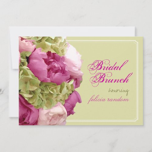 PixDezines fuschia peonies/green hydrangeas/diy Invitations