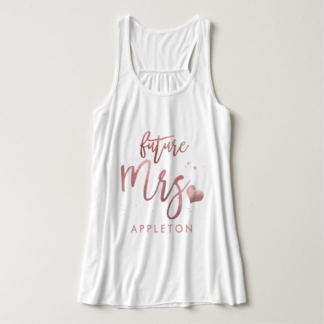 PixDezines Future Mrs/Faux Rose Gold Script Tank Top (Design Front)