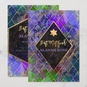 PixDezines Galaxy Abstract Geometric Bat Mitzvah Invitation