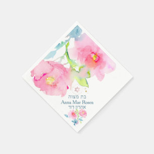 PixDezines Garden Roses, Blush Pink Mitzvah Napkins