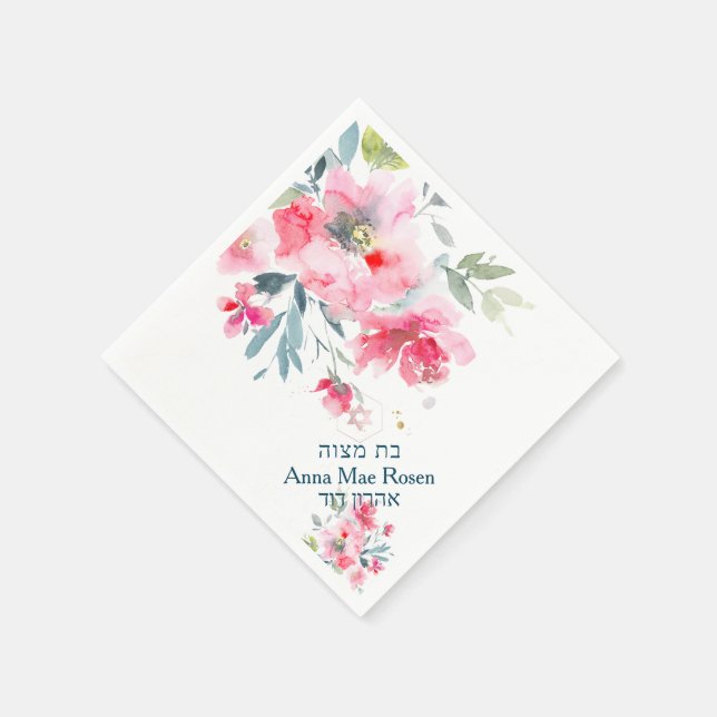 PixDezines Garden Roses, Red Ombre Mitzvah Napkins (Corner)