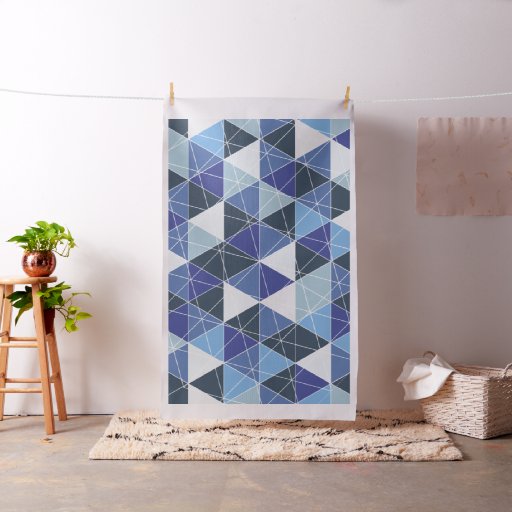 PixDezines geometric/blue hydrangeas Fabric