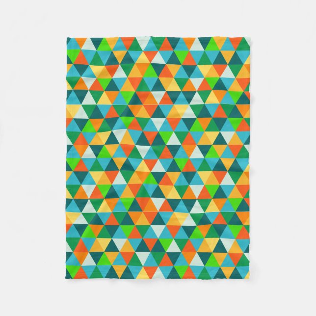 PixDezines geometric forest green/orange/teal Fleece Blanket (Front)