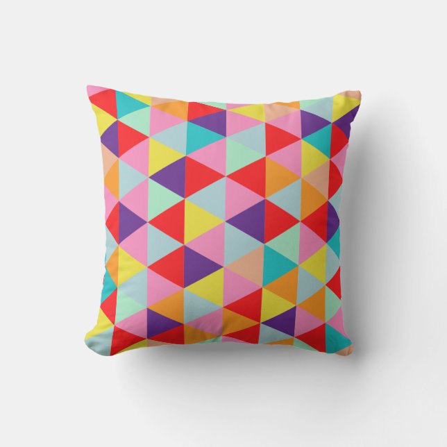 PixDezines geometric/neon colors Throw Pillow (Front)