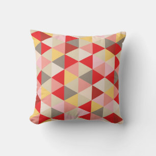 PixDezines geometric/red/pink/yellow/ash Throw Pillow