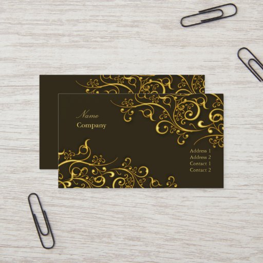 Customizable PixDezines Gilded iron swirls/dark chocolate/gold Business Cards