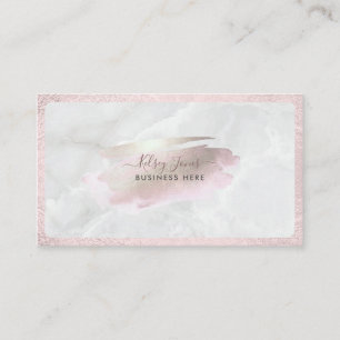 PixDezines Glam Pink+Silver Blush+Marble Business Card