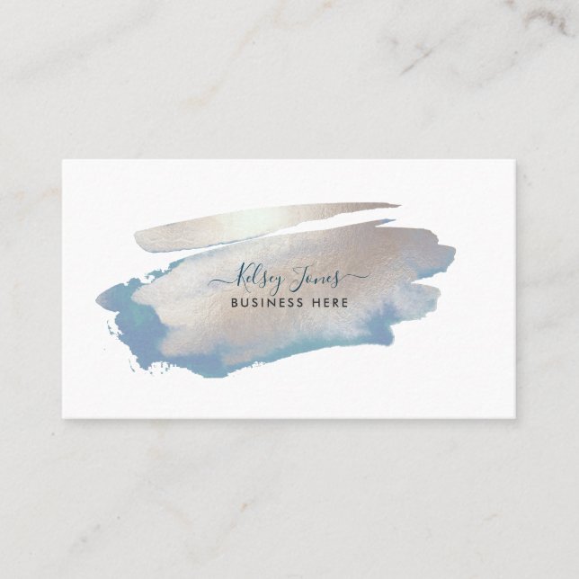 PixDezines Glam Platinum+Ocean Blue Business Card (Front)