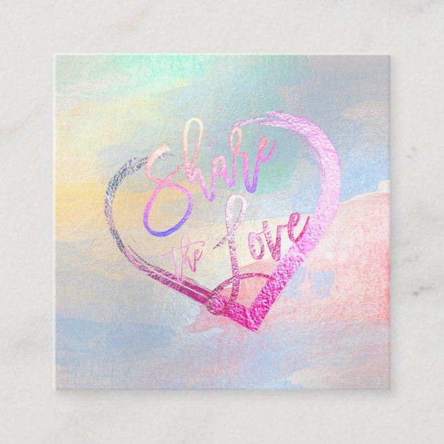 PixDezines Glam Share the Love Faux Metallic Square Business Card (Front)