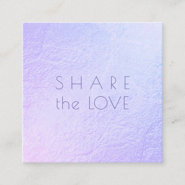 PixDezines Glam Share the Love Iridescent Violet Square Business Card (Front)