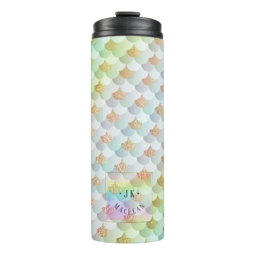 PixDezines Glitter Mermaid Scales Cotton Candy Thermal Tumbler