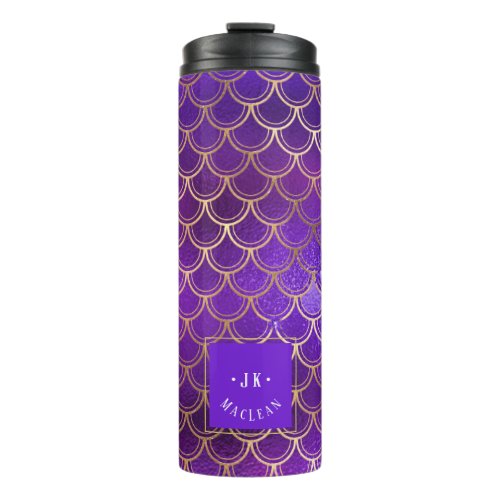 PixDezines Glitter Mermaid Scales Plum Violet Thermal Tumbler