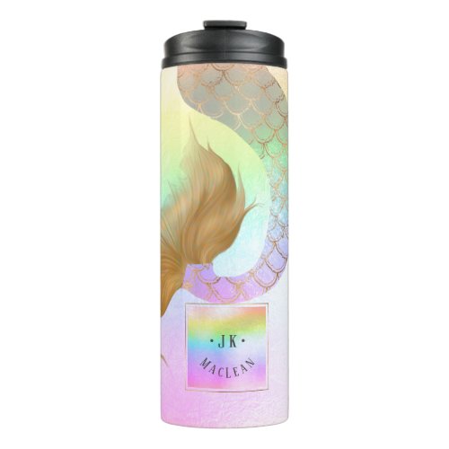 PixDezines Glitter Mermaid Tail Cotton Candy Thermal Tumbler