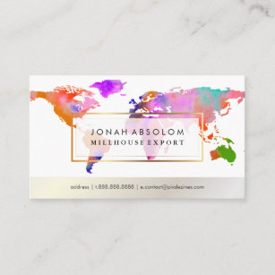 PixDezines going global/watercolor world map Business Card
