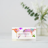 PixDezines going global/watercolor world map Business Card (Standing Front)