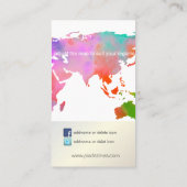 PixDezines going global/watercolor world map Business Card (Back)