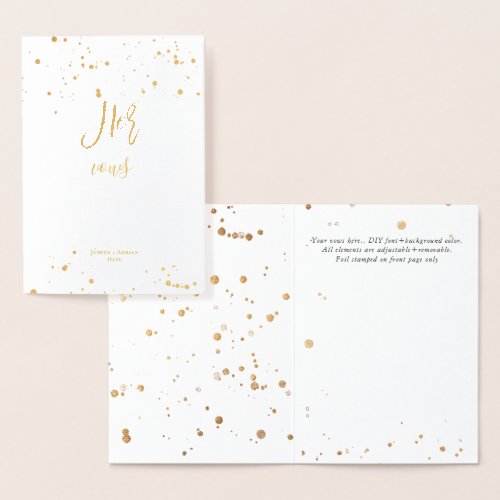 PixDezines Gold Brush Script Her Vows Foil Card