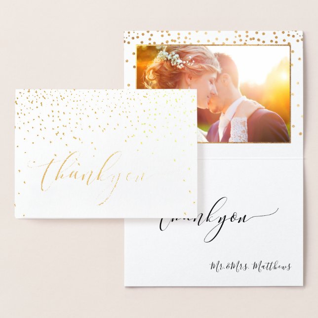 PixDezines Gold Confetti Thank You Foil Card (Display)