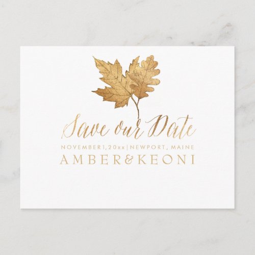 PixDezines Gold Fall FoliageSave our Date Announcement Postcard