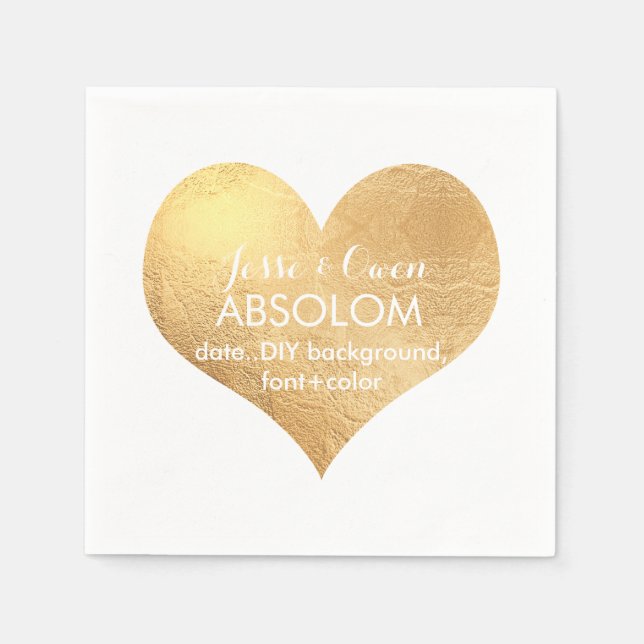 PixDezines gold heart/faux foil Napkins (Front)