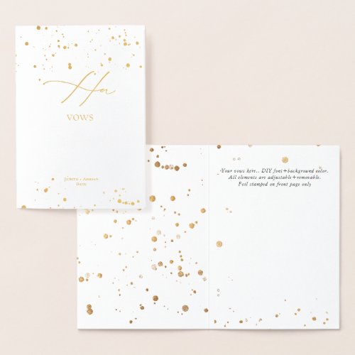 PixDezines Gold Luxe Calligraphy Her Vows Foil Card