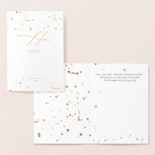PixDezines Gold Luxe Calligraphy Her Vows Foil Card (Display)