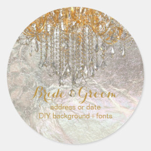 PixDezines gold tone crystal chandelier Classic Round Sticker