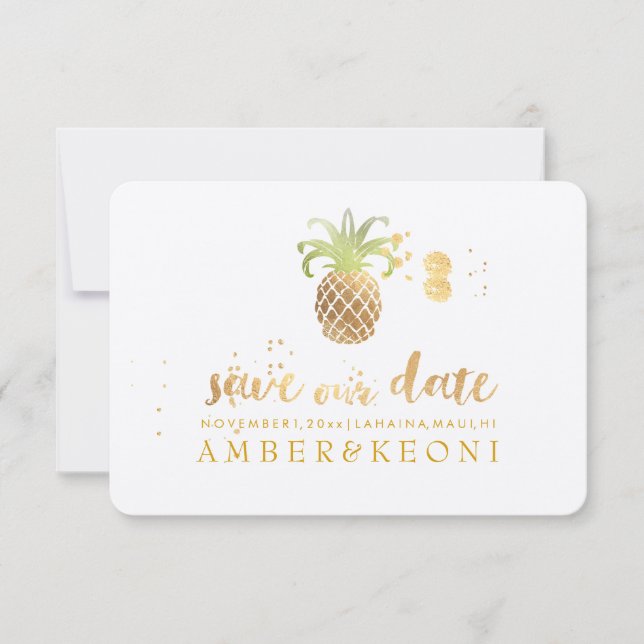PixDezines Golden Pineapple/save our date Save The Date (Front)