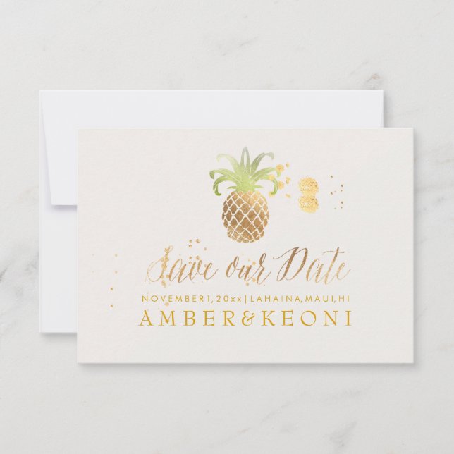 PixDezines Golden Pineapple/save our date Save The Date (Front)
