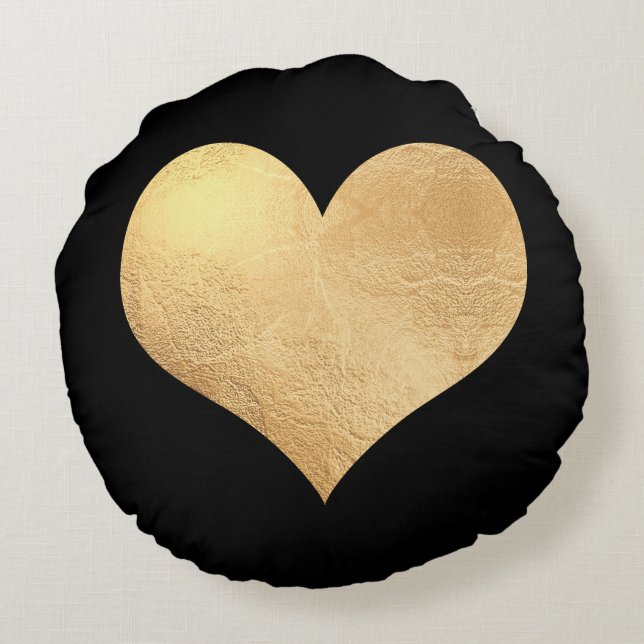 PixDezines Golden/Red Hearts/DIY background Round Pillow (Back)